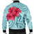 Hawaii Polynesian Turtle Hibiscus Blue Bomber Jacket - Bless Style - AH - Polynesian Pride