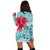 Hawaii Polynesian Turtle Hibiscus Blue Hoodie Dress - Bless Style - AH - Polynesian Pride