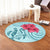 Hawaii Polynesian Turtle Hibiscus Blue Round Carpet - Bless Style - AH - Polynesian Pride