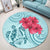 Hawaii Polynesian Turtle Hibiscus Blue Round Carpet - Bless Style - AH - Polynesian Pride