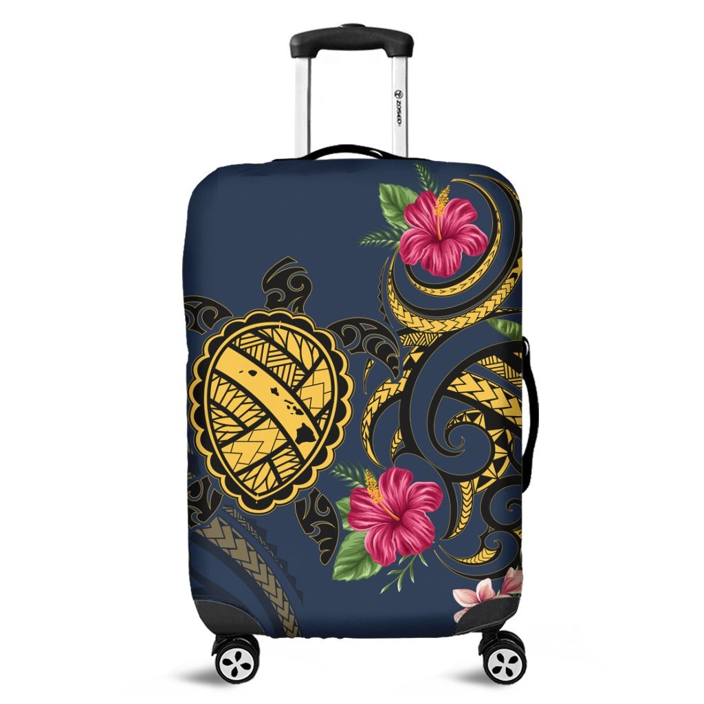 Hawaii Polynesian Turtle Hibiscus Plumeria Luggage Covers - Nane Style - AH Black - Polynesian Pride