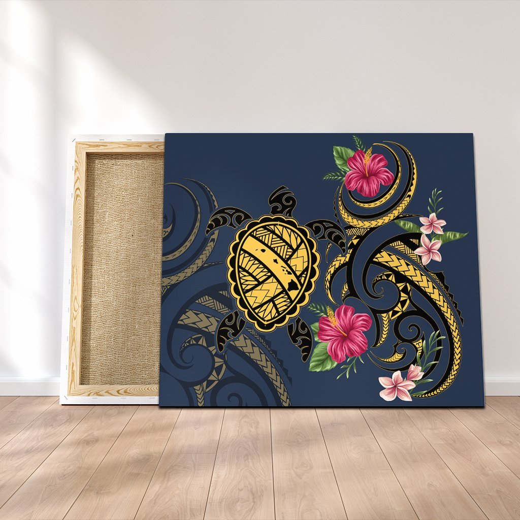 Hawaii Polynesian Turtle Hibiscus Plumeria Canvas - Nane Style - AH Canvas Poly-cotton - Polynesian Pride