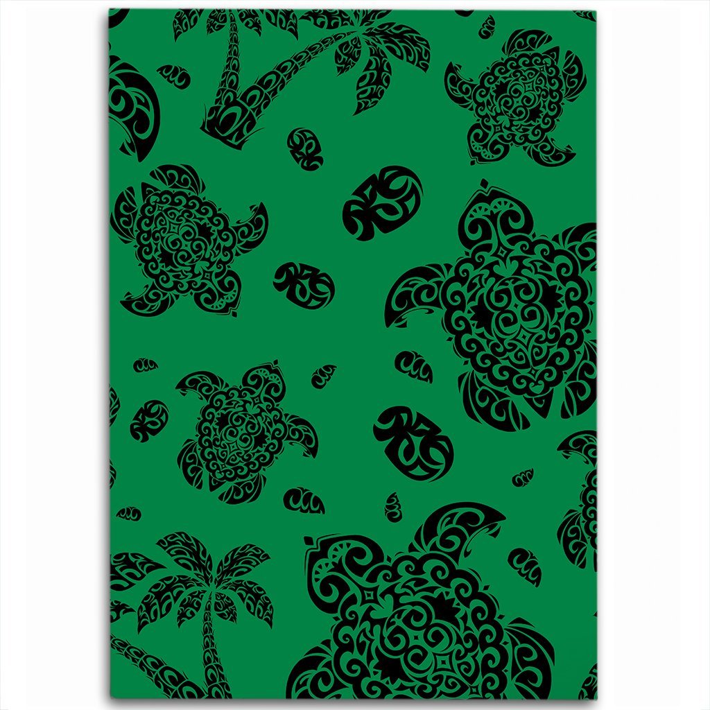 Hawaii Polynesian Turtle Palm And Sea Pebbles Green Area Rug - AH Luxurious - Polynesian Pride