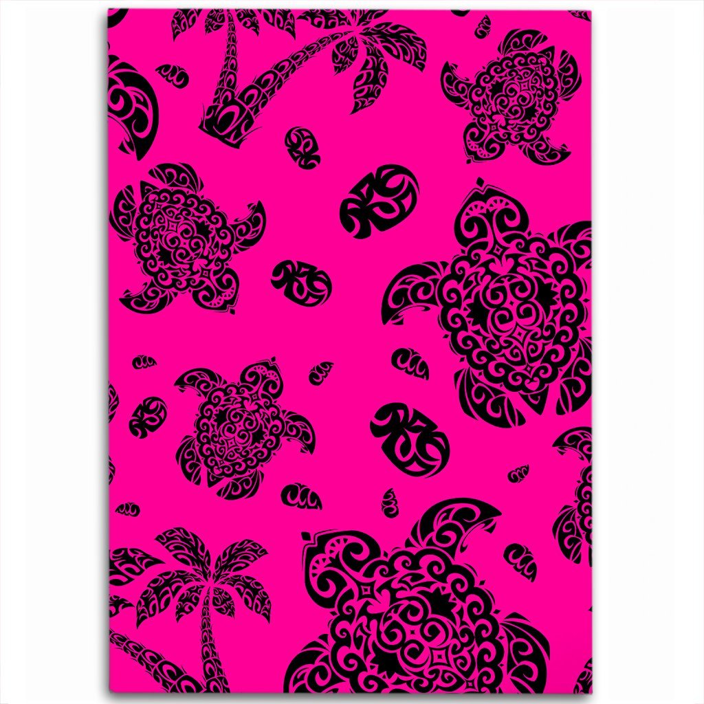 Hawaii Polynesian Turtle Palm And Sea Pebbles Pink Area Rug - AH Luxurious - Polynesian Pride