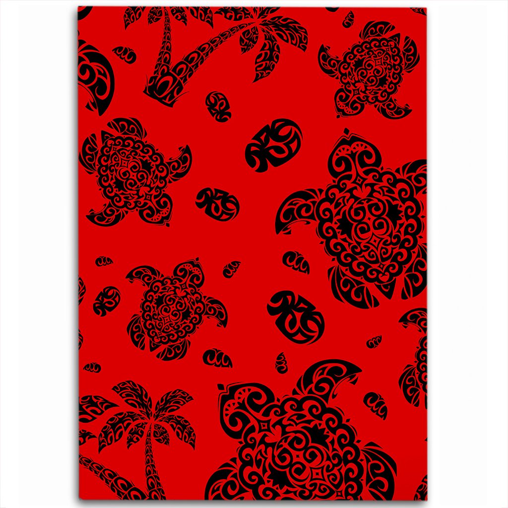 Hawaii Polynesian Turtle Palm And Sea Pebbles Red Area Rug - AH Luxurious - Polynesian Pride