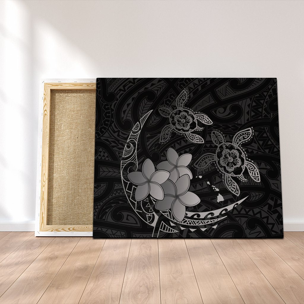 Hawaii Polynesian Turtle Plumeria Canvas - Pog Style Gray - AH Canvas Poly-cotton - Polynesian Pride