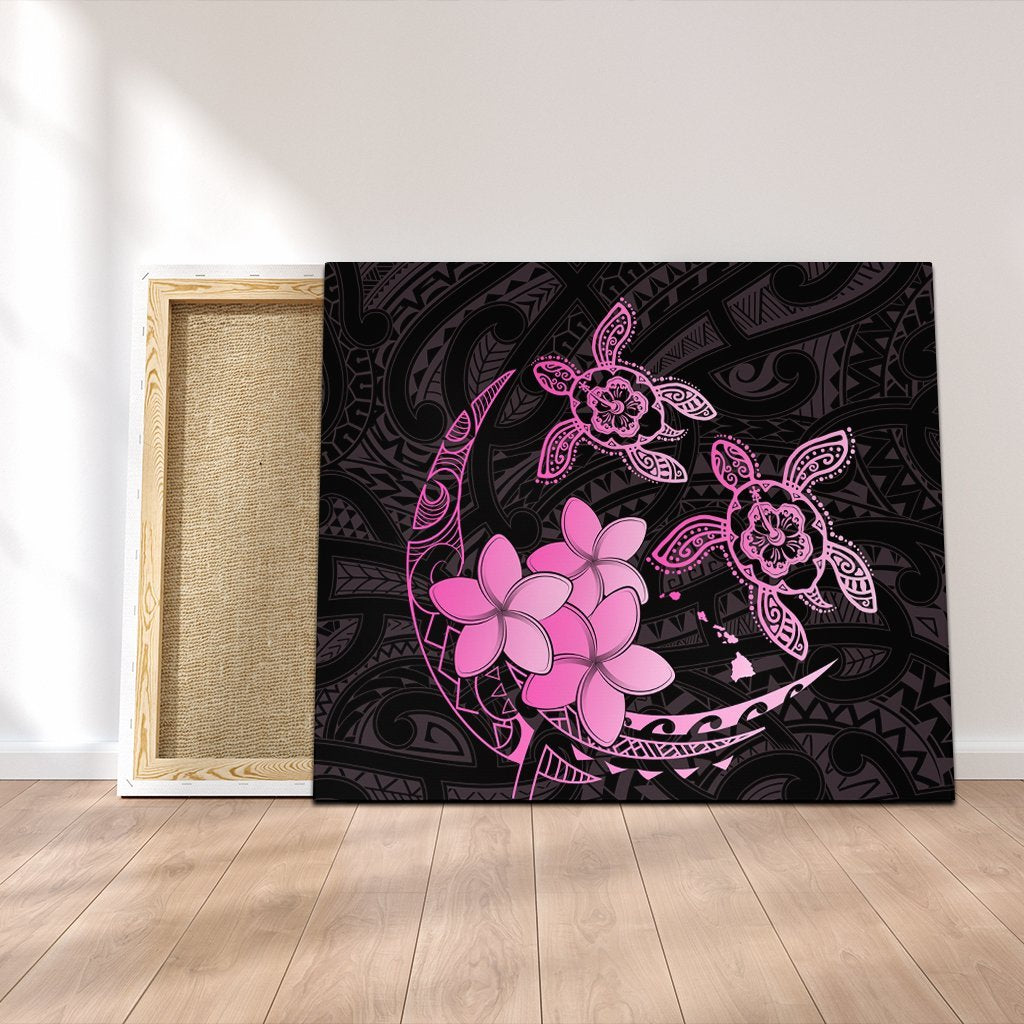 Hawaii Polynesian Turtle Plumeria Canvas - Pog Style Pink - AH Canvas Poly-cotton - Polynesian Pride