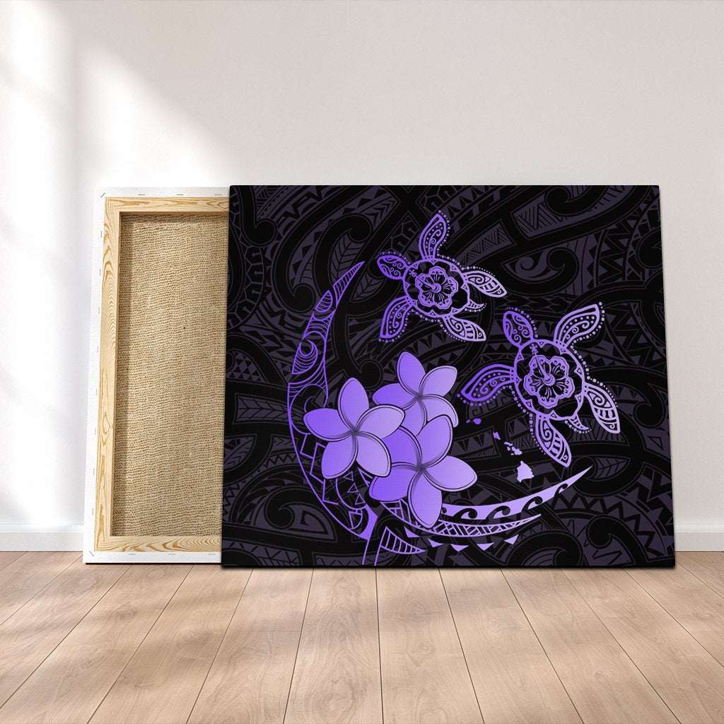 Hawaii Polynesian Turtle Plumeria Canvas - Pog Style Purple - AH Canvas Poly-cotton - Polynesian Pride