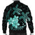 Hawaii Polynesian Turtle Plumeria Bomber Jacket - Pog Style Turquoise - AH - Polynesian Pride