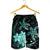 Hawaii Polynesian Turtle Plumeria Men's Shorts - Pog Style Turquoise - AH - Polynesian Pride