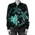 Hawaii Polynesian Turtle Plumeria Bomber Jacket - Pog Style Turquoise - AH - Polynesian Pride