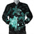 Hawaii Polynesian Turtle Plumeria Bomber Jacket - Pog Style Turquoise - AH Black Unisex - Polynesian Pride