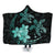 Hawaii Polynesian Turtle Plumeria Hooded Blanket - Pog Style Turquoise - AH Hooded Blanket White - Polynesian Pride