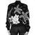 Hawaii Polynesian Turtle Plumeria Bomber Jacket - Pog Style White - AH - Polynesian Pride