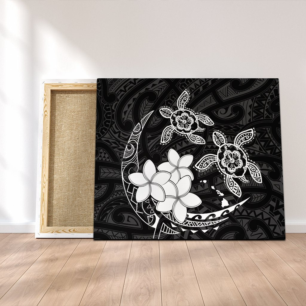 Hawaii Polynesian Turtle Plumeria Canvas - Pog Style White - AH Canvas Poly-cotton - Polynesian Pride