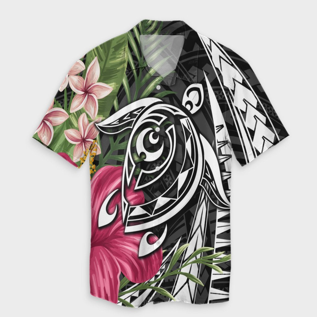 Hawaii Polynesian Turtle Tropical Hibiscus Plumeria Hawaiian Shirt - AH Unisex Black - Polynesian Pride