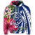 Hawaiian Polynesian Turtle Tropical Hibiscus Plumeria Hoodie Blue - Polynesian Pride