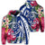 Hawaiian Polynesian Turtle Tropical Hibiscus Plumeria Hoodie Blue Unisex Art - Polynesian Pride