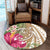 Hawaii Polynesian Turtle Tropical Hibiscus Plumeria Round Carpet - Gold - AH - Polynesian Pride