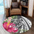 Hawaii Polynesian Turtle Tropical Hibiscus Plumeria Round Carpet - Gray - AH - Polynesian Pride