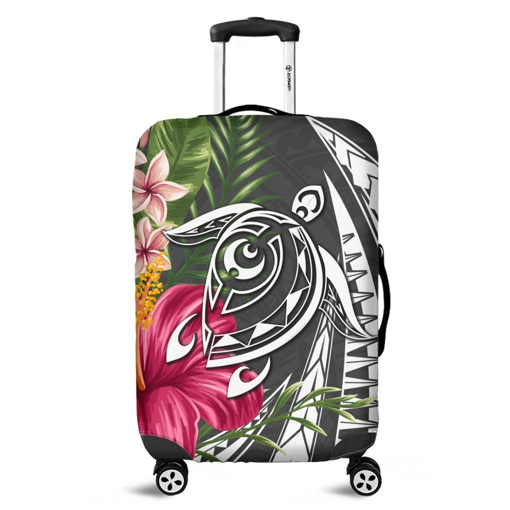 Hawaii Polynesian Turtle Tropical Hibiscus Plumeria Luggage Covers - Gray - AH Black - Polynesian Pride