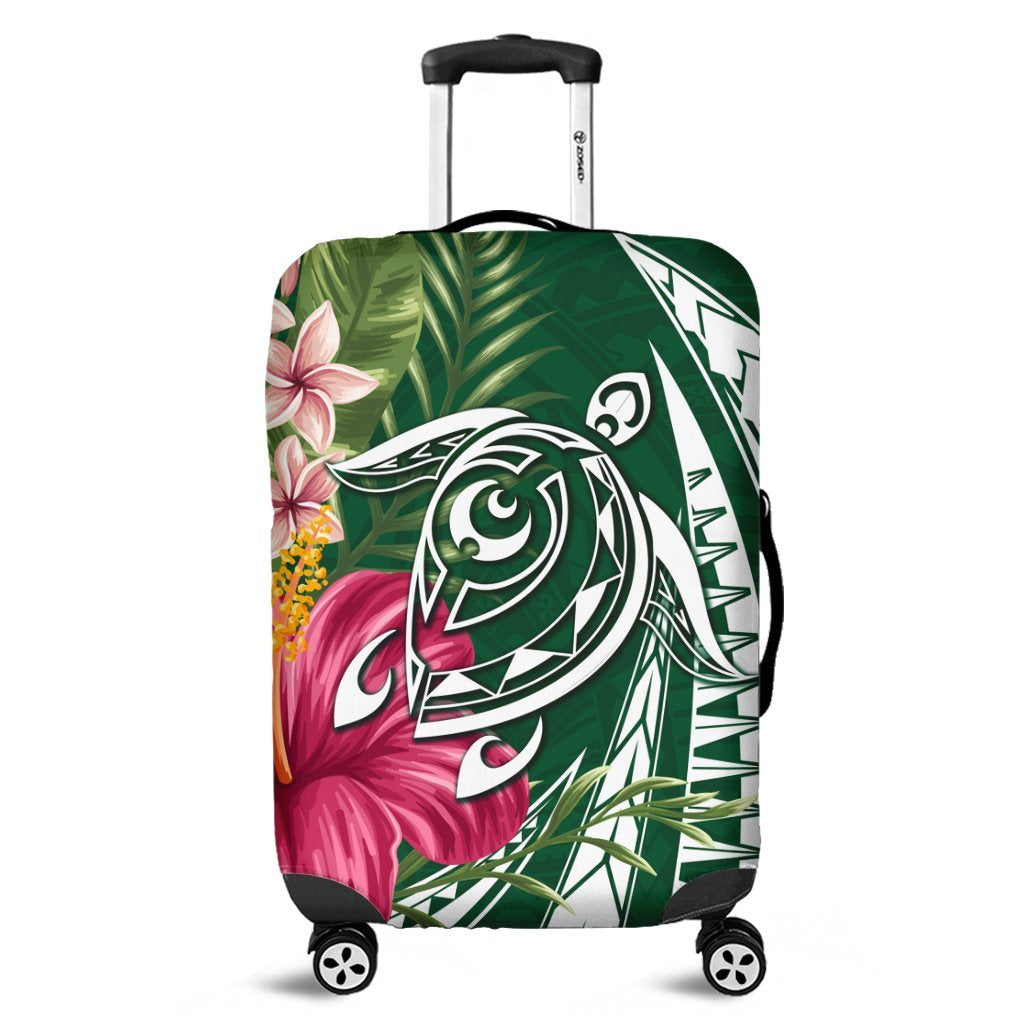 Hawaii Polynesian Turtle Tropical Hibiscus Plumeria Luggage Covers - Green - AH Black - Polynesian Pride