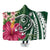 Hawaii Polynesian Turtle Tropical Hibiscus Plumeria Hooded Blanket - Green - AH Hooded Blanket White - Polynesian Pride