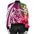 Hawaii Polynesian Turtle Tropical Hibiscus Plumeria Bomber Jacket - Pink - AH - Polynesian Pride