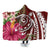 Hawaii Polynesian Turtle Tropical Hibiscus Plumeria Hooded Blanket - Red - AH Hooded Blanket White - Polynesian Pride