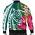 Hawaii Polynesian Turtle Tropical Hibiscus Plumeria Bomber Jacket - Turquoise - AH - Polynesian Pride