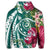 Hawaiian Polynesian Turtle Tropical Hibiscus Plumeria Hoodie Turquoise - Polynesian Pride