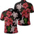 Hawaii Red Hibiscus Turtle Polo Shirt Ray Style Unisex Black - Polynesian Pride