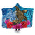 Hawaii Sea Turtle Hibiscus Coconut Tree Hooded Blanket - AH Hooded Blanket White - Polynesian Pride