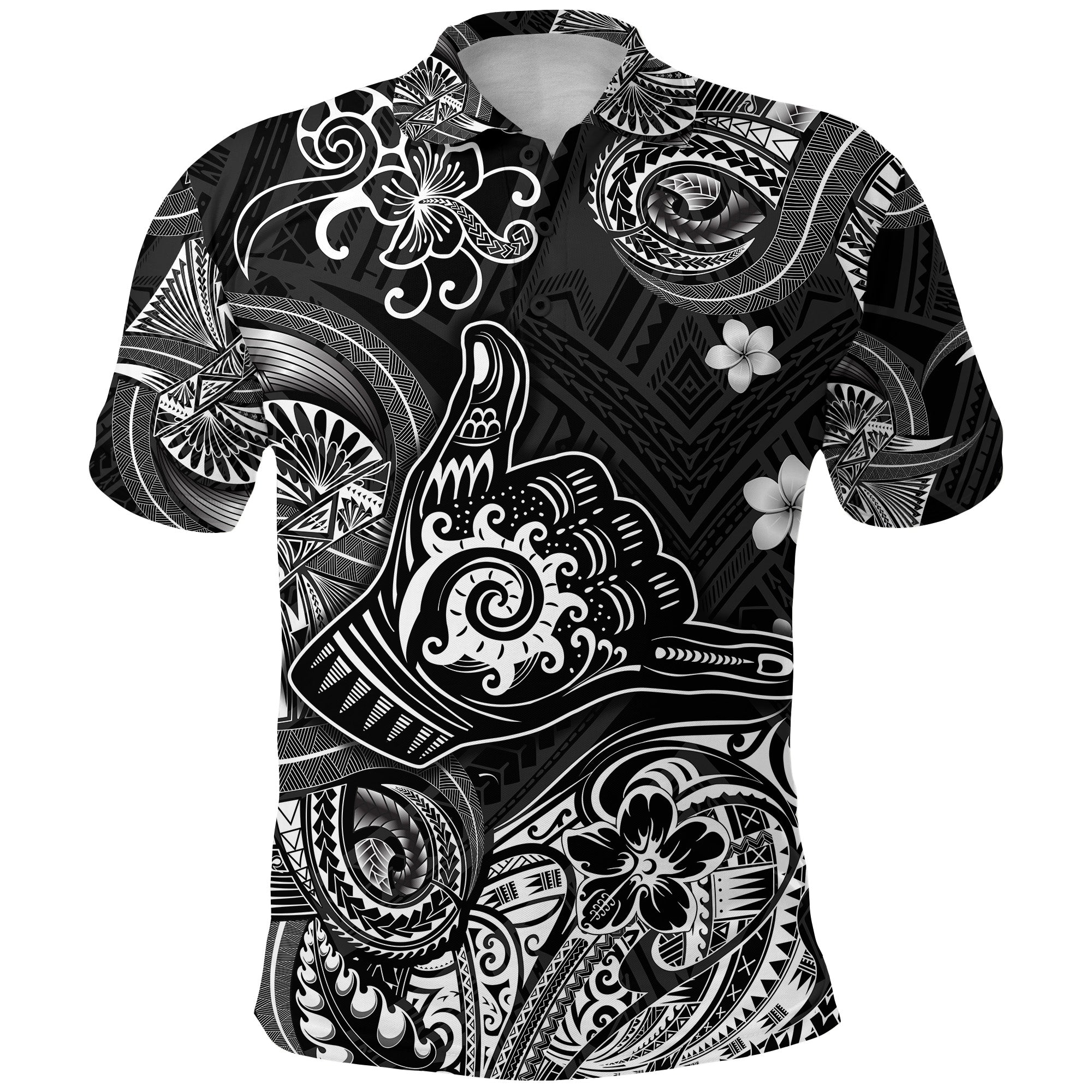 Hawaii Shaka Polynesian Polo Shirt Unique Style Black LT8 - Polynesian Pride