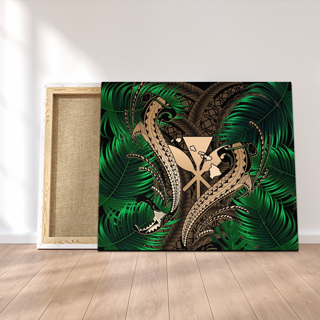 Hawaii Shark Polynesian Tropical Canvas - Gold - AH Canvas Poly-cotton - Polynesian Pride