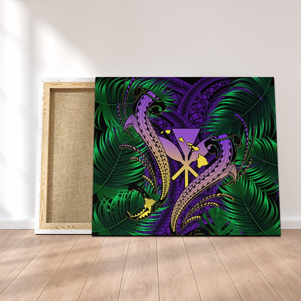 Hawaii Shark Polynesian Tropical Canvas - Purple - AH Canvas Poly-cotton - Polynesian Pride