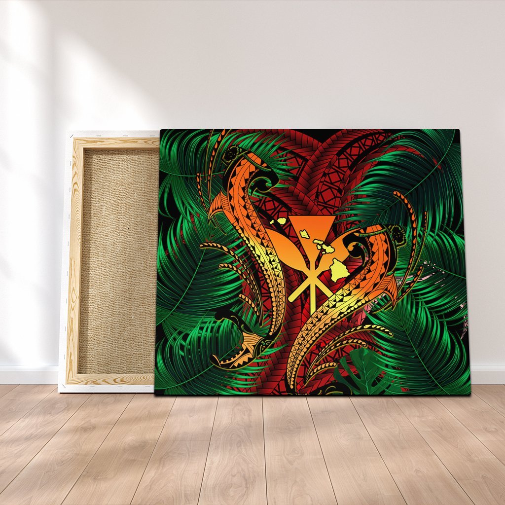 Hawaii Shark Polynesian Tropical Canvas - Red - AH Canvas Poly-cotton - Polynesian Pride