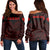 Hawaiian Kanaka Map Women's Off Shoulder Sweater - Red - Brad Style - AH Red - Polynesian Pride