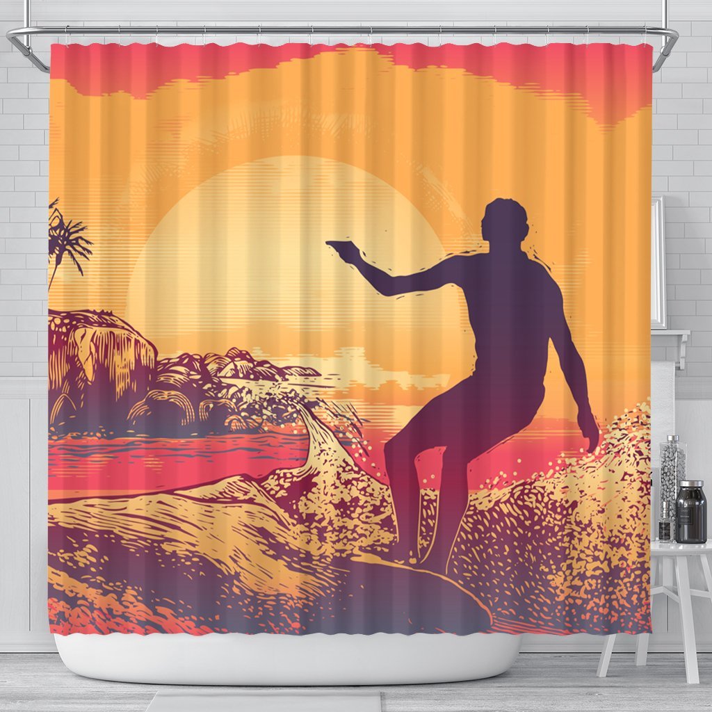 Hawaii Suffer Shower Curtain AH 177 x 172 (cm) Black - Polynesian Pride