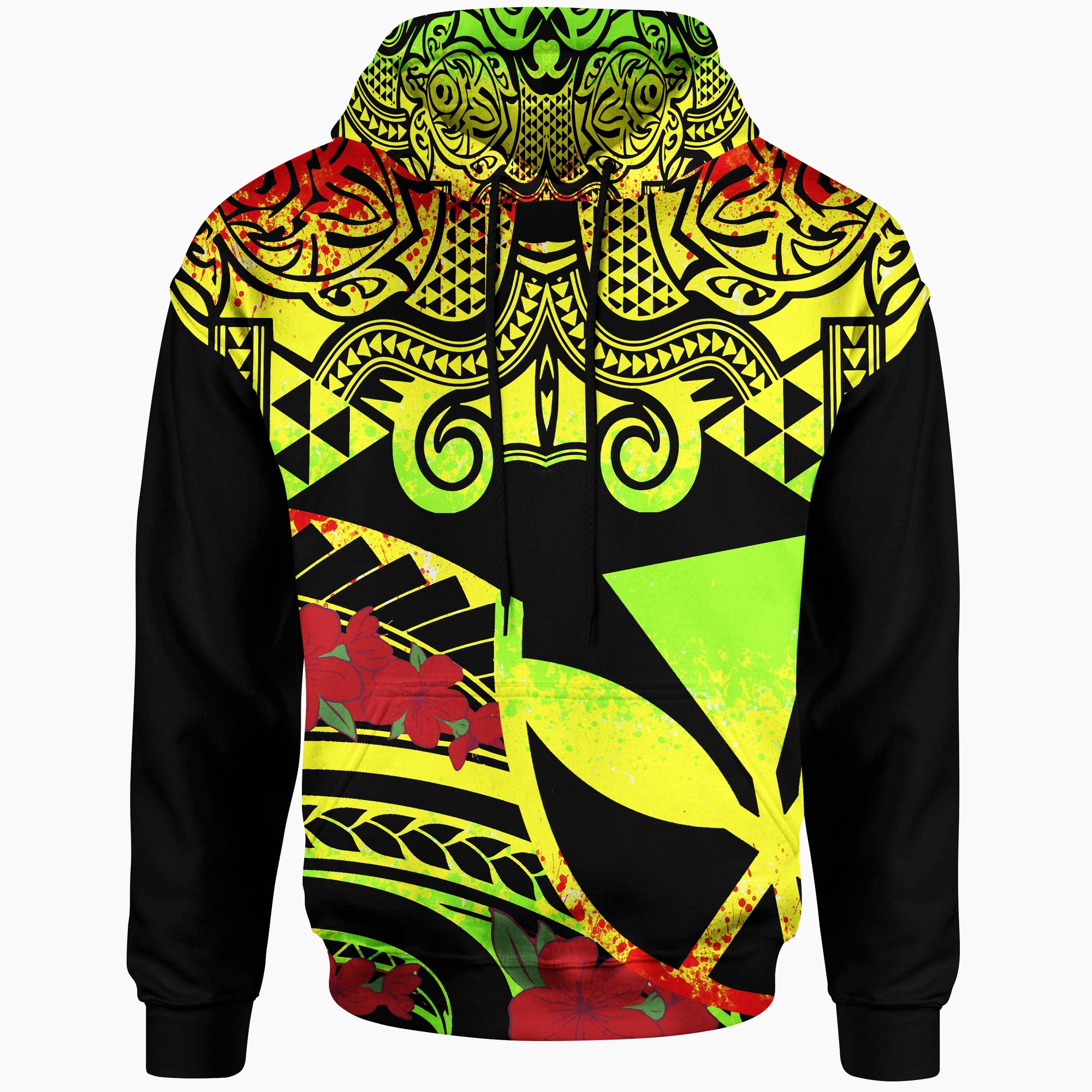 Hawaii Hoodie Polynesian Pattern Vintage Style Reggae Color Unisex Reggae - Polynesian Pride