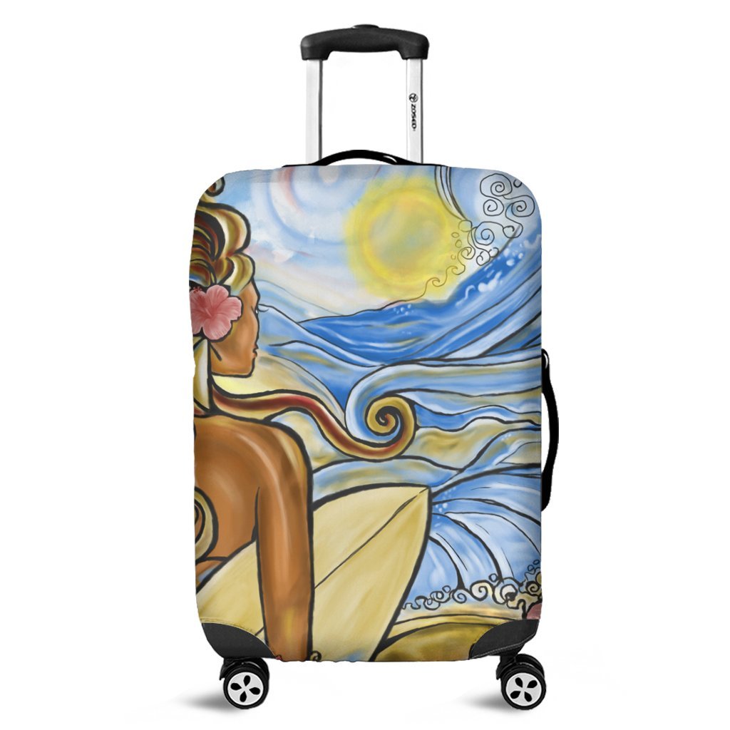 Hawaii The Girl Surfing Wave Luggage Covers - AH Black - Polynesian Pride