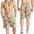 Hawaii Triple Marble Turtle Polynesian Hibiscus Men's Shorts - AH - Benjamin Style - Beige - Polynesian Pride