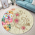 Hawaii Triple Marble Turtle Polynesian Hibiscus Round Carpet - AH - Benjamin Style - Beige - Polynesian Pride