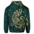 Hawaiian Triple Marble Turtle Polynesian Hibiscus Hoodie Benjamin Style Green - Polynesian Pride