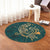 Hawaii Triple Marble Turtle Polynesian Hibiscus Round Carpet - AH - Benjamin Style - Green - Polynesian Pride