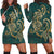 Hawaii Triple Marble Turtle Polynesian Hibiscus Hoodie Dress - AH - Benjamin Style - Green Black - Polynesian Pride