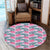 Hawaii Tropical Flowers Palm Leaves Hibiscus Strips Round Carpet - AH Round Carpet Luxurious Plush - Polynesian Pride