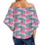 Tropical Hibiscus Palm Leaves Women's Off Shoulder Wrap Waist Top - AH - Polynesian Pride