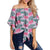 Hawaii Tropical Flowers Palm Leaves Hibiscus Strips Women's Off Shoulder Wrap Waist Top - AH - Polynesian Pride