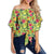 Hawaii Tropical Leaves And Flowers Women's Off Shoulder Wrap Waist Top - AH - Polynesian Pride